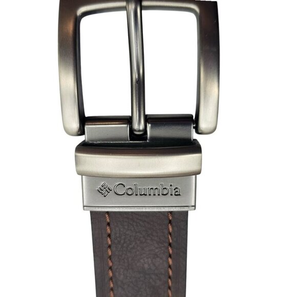 Columbia Mens 38 Black Brown Reversible Faux Leather Belt - Picture 2 of 7